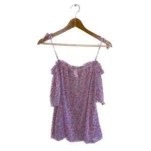 H&M Flowey Off Shoulder Top Neck Detail Tie Up Shoulder Detail | Pink w/Flowers